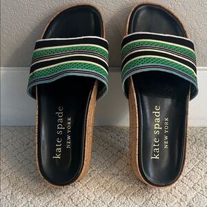 Kate Spade New York Cork Platform Slide Sandals Striped Size 10
